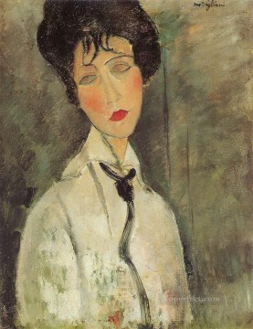 アメデオ・モディリアーニ Painting - 黒いネクタイの女性 1917年 アメデオ・モディリアーニ